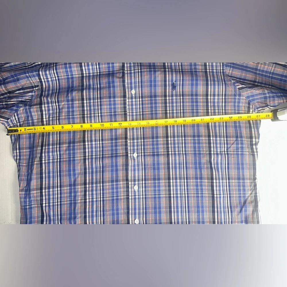 Ralph Lauren Shirt Men's XXL Button Up Long Sleeve Custom Fit Blue‎ Polo Pony